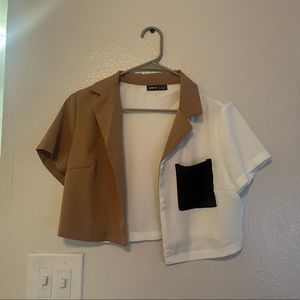Color block button up top